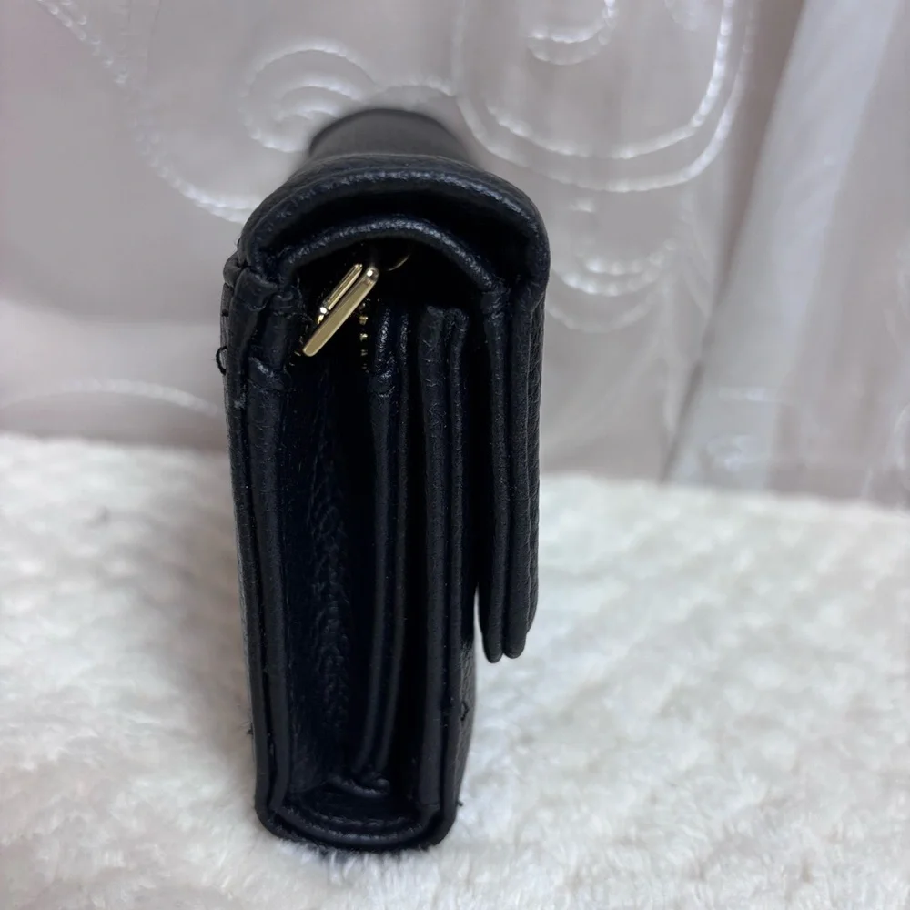 Steve Madden Faux Black Leather Tri-fold Wallet